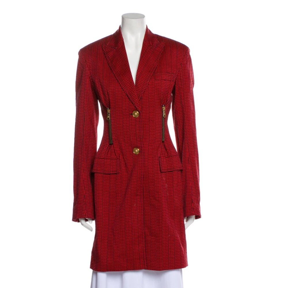 Versace Houndstooth Print Coat